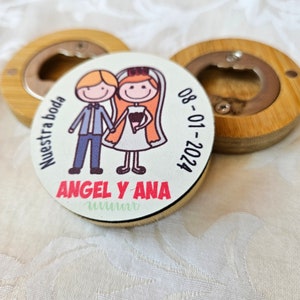 Personalized wooden bottle opener with magnet