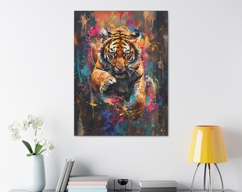 Tiger powerful , bright colors , Canvas Gallery Wraps