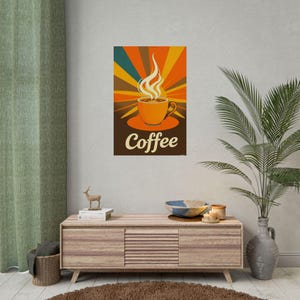 Retro Coffee Poster: Mid-Century Modern Cafe Wall Art