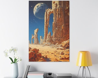 Moebius comic style lithograph,  Canvas Gallery Wraps