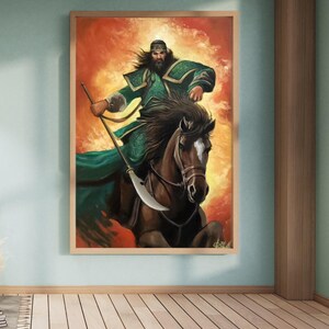 Guan Yu , Handmade oil painting, The original painting is the only one, ready to ship.