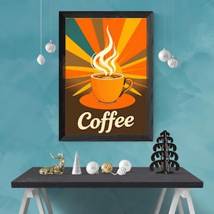 Retro Coffee Poster: 60s Cafe Style Kitchen Art (Digital Download)