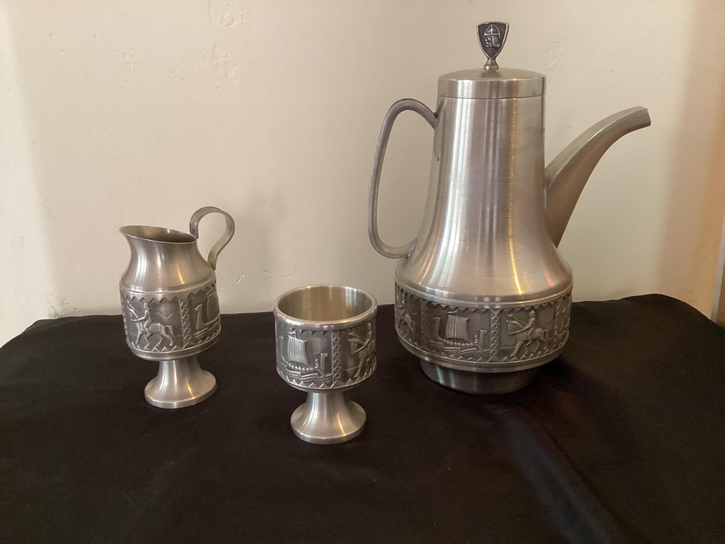 ピューター　ポット　水差し　コーヒーポット　アンティーク　ドイツ ピューターコーヒーポット-antique pewter coffee pot
