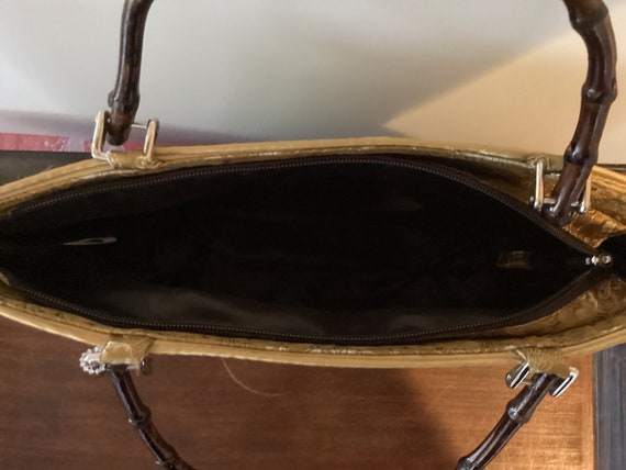 vintage Satin purse with bamboo handles, World Ma… - image 5