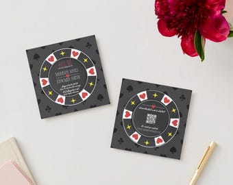 Bröllopsinbjudan i Las Vegas, bröllopsinbjudan i Vegas, bröllopsinbjudan med pokerchips, anpassningsbar bröllopsinbjudan i Vegas, rolig Vegas-inbjudan