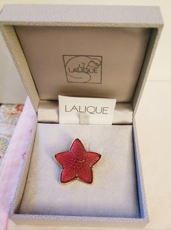 LALIQUE RED STARFISH Pin-Vintage -Rare