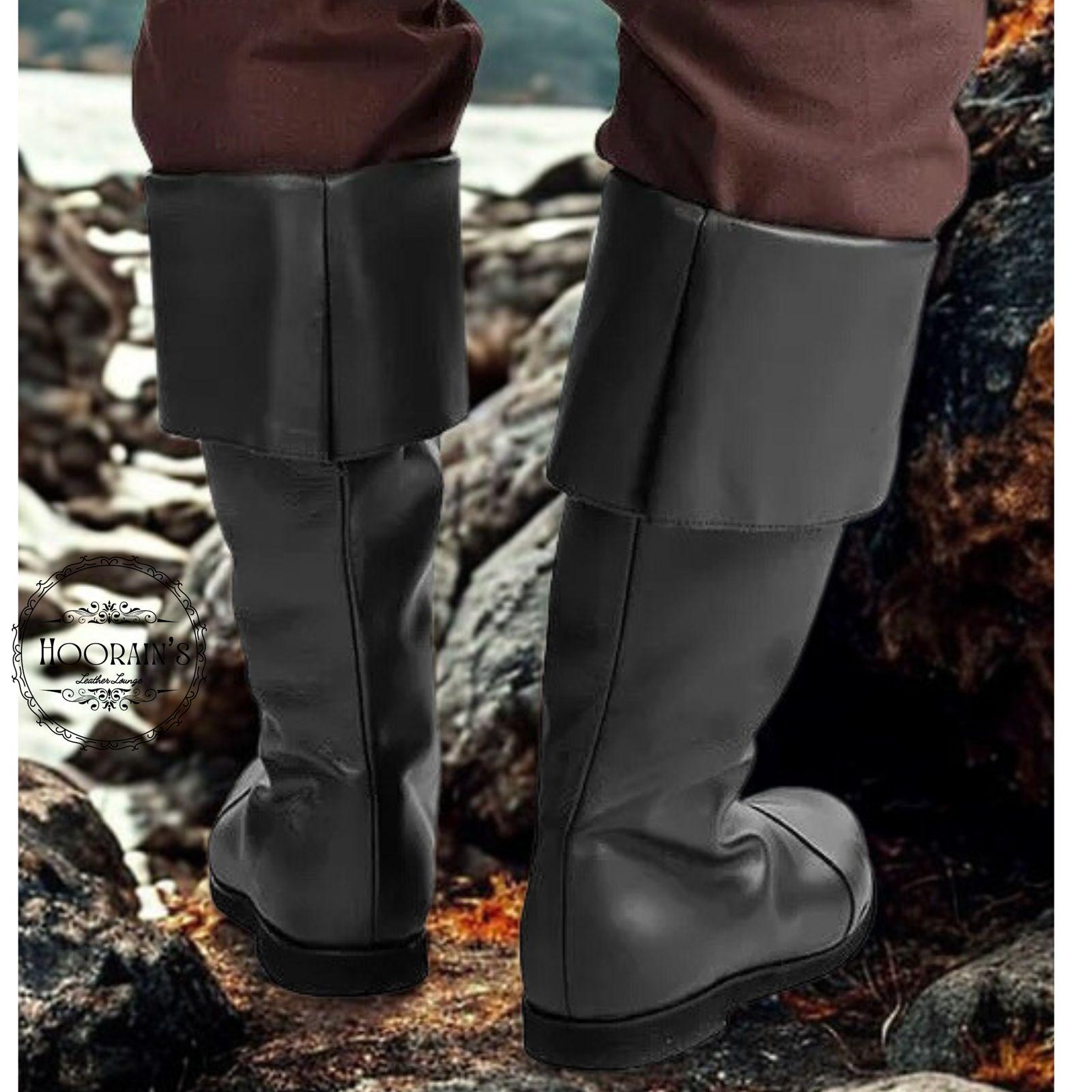 Classic Men's Black Leather Long Boots , Elegant Tall Boots