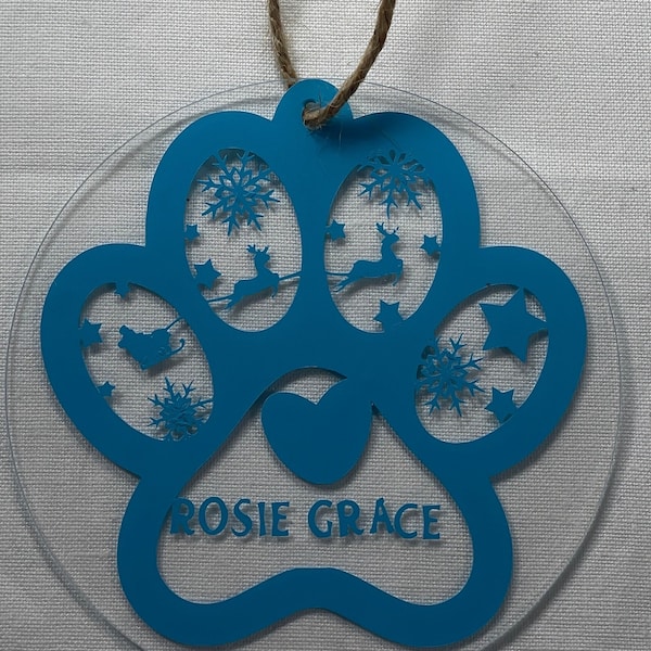 Personalized Dog Paw Ornament, Custom Pet Christmas Ornament, Animal Ornament 2023, Dog Ornament
