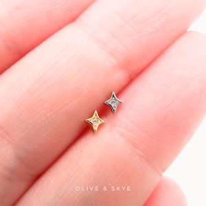 Dainty Star Flatback Studs, Gold Silver Tiny Stud Earrings, Studs For Ear Stacking