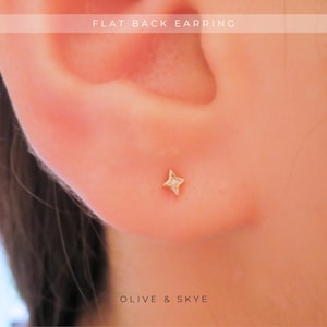 Dainty Star Flatback Studs, Gold Silver Tiny Stud Earrings, Studs For Ear Stacking