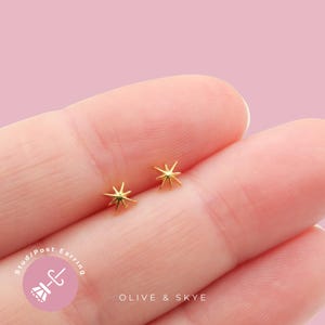 Dainty Gold Sunburst Studs, Sterling Silver Gold Plated Studs, Tiny Gold Studs, Tiny Sunburst Studs, Celestial Studs, Jewellery Gift