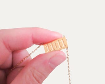 18k Gold 11:11 Angel Number Necklace, Angel Number Necklace, Manifestation Spiritual Jewellery, Minimalist Gold Necklace, Gifts For Her