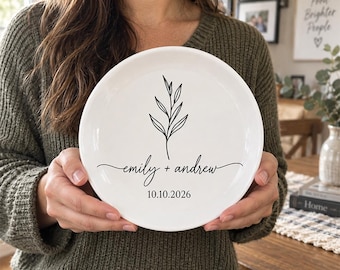 Custom Engagement Gift Plate, Personalized Wedding Platter with Names & Date, Engaged Gift for Couple, Housewarming Gift, First Home Gift
