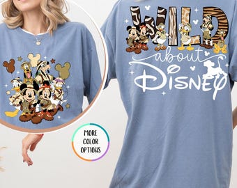 Wild About Disney Comfort Colors Shirt, Safari Mickey Minnie Graphic Tee, Disney Family Trip Shirt, Cute Park Outfit, Magic Kingdom Shirt