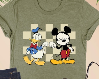 Checkered Donald And Mickey Toddler T-Shirt, Disney Friends Shirt, Mickey Mouse And Donald Duck Kids Shirt, Best Friends Shirt, Disneyland