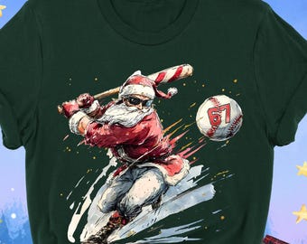 Funny Baseball Santa 67 Shirt, Christmas Sports Shirt For Boys, Holiday Baseball Player Shirt for Kids & Men, Baseball Coach Gift, Xmas Tee