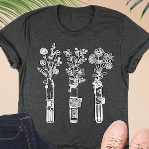 Star Wars Floral Lightsaber Shirt, Women&#39;s Star Wars Shirt, Galaxy&#39;s Edge Shirt, Darth Vader Shirt, Disney World Shirt, Star Wars Lover Gift