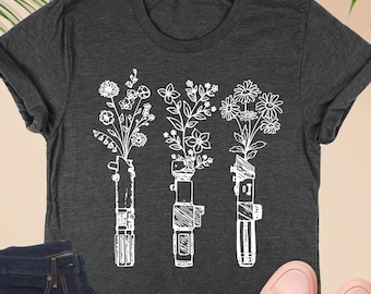 Star Wars Floral Lightsaber Shirt, Women's Star Wars Shirt, Galaxy's Edge Shirt, Darth Vader Shirt, Disney World Shirt, Star Wars Lover Gift