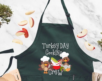 Thanksgiving Apron, Turkey Day Cooking Crew Apron, Thanksgiving Cooking Squad Gift, Chefs Apron, Turkey Day Apron, Thanksgiving Family Apron