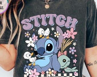 Comfort Colors Lilo and Stitch Shirt, Floral Disney Shirt, Disney Stitch Women Shirt, Disneyland Shirt, Stitch Ohana Shirt, Summer Vibes Tee
