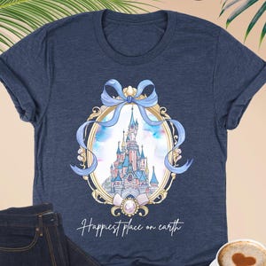 Disney Magical Castle with Blue Coquette Shirt, Magic Kingdom Shirt, Disney Girl Trip, Disneyworld Women Shirt, Disneyland Princess T-Shirt