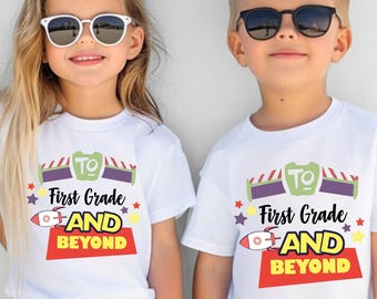 Custom Toy Story Back To School Shirt For Kids, Personalized Disney Grade Level Shirt, Kindergarten First Grade Squad Shirt, 1st 2nd Grade
