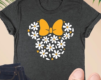 Floral Minnie Shirt, Womens Disney Shirt, Minnie Head Shirt, Disneyland Trip Shirt, Girls Vacation, Disney Flower Shirt, Disney Girls Trip