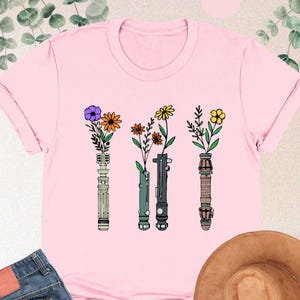 Star Wars Floral Lightsaber Shirt, Women&#39;s Star Wars Shirt, Galaxy&#39;s Edge Shirt, Darth Vader Shirt, Disney World Shirt, Star Wars Lover Gift