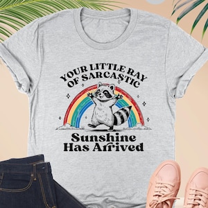 Your Little Ray Of Sarcastic Sunshine Has Arrived Shirt, Raccoon Shirt, Funny Raccoon Meme Shirt, Sarcastic Adult Shirt, Weird Mom Shirt
