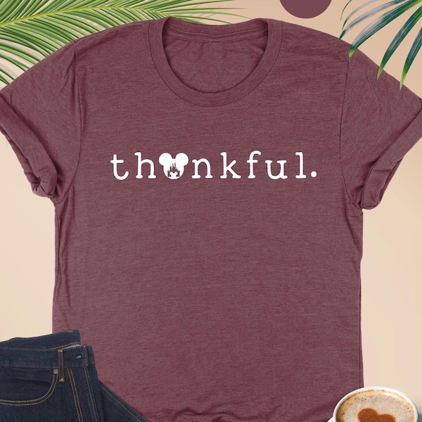 Mickey Thankful Shirt, Disney Thanksgiving Shirt, Thanksgiving Family Shirts, Cute Disney Fall Tee, Disneyland Trip Shirt, Disney Vacation
