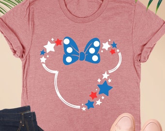 Minnie 4th Of July Shirt, Disney 4th Of July Shirt, Disney Minnie Head 4th Of July Shirt, 4th Of July Minnie Mouse Shirt, Disney USA Shirt
