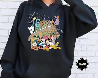 Disney Epcot Sweatshirt, Disneyworld Traveler Hoodie, Disney Vacation Sweater, Disney Family Matching, Epcot Disney Trip, Mickey and Friends