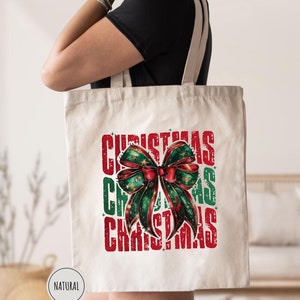 Coquette Christmas Tote Bag, Christmas Gift Tote Bag, Christmas Present, Winter Xmas Season Gift,Merry Christmas Totes, Tote Bag For Women