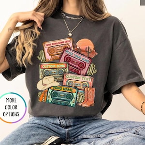 Comfort Colors® Cassette Tape Shirt, Custom Cassette Tape Shirt, Country Music Shirt, Country Concert Gift For Women, Personalized Song Name