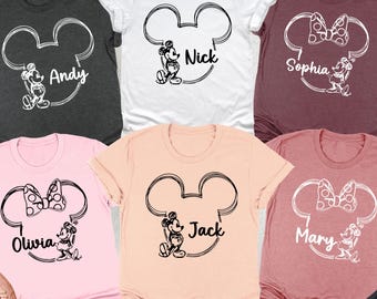 Custom Name Disney Shirt, Mickey Minnie Family Matching Shirts, Mom Dad Disney Shirt, Personalized Mickey Mouse Kids Toddler Birthday Tee