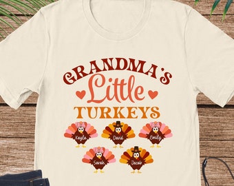 Grandma's Little Turkeys Shirt, Custom Grandma Shirt for Thanksgiving, Thanksgiving Nana Mimi Shirt, Custom Turkey Shirt, Fall Mother Shirt