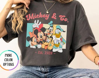 Retro Style Mickey & Co 1928 Comfort Colors Shirt, Disneyland Trip Tee, Disneyworld Shirt, Mickey And Friends Family, Disney Vacation Shirt