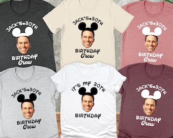 Custom Disney Birthday Shirt With Photo, Birthday Crew Shirt, Disney Birthday Trip, Birthday Matching, Custom Face Shirt, Disney Ears Shirt