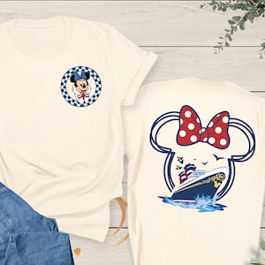 Disney Cruise TShirt with Mickey or Minnie, Personalized Family Cruise Tee, Front and Back Custom Disney Vacation Shirt, Matching Cruise Tee