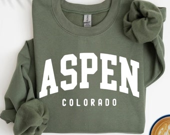 ASPEN Sweatshirt, Travel Hoodie, Colorado Gift, Colorado Sweater, Colorado Souvenir, Aspen Girls Trip, Aspen Bachelorette, Mountain Hoodie