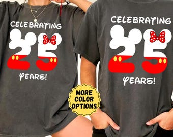 Comfort Colors Disney Wedding Anniversary Shirt, 25th Anniversary Trip Shirt, Minnie Mickey Couple Shirt, Disney Couple Matching Tee