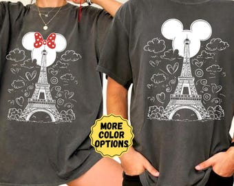 Comfort Colors Disney Couple Shirt, Matching Disney Trip, Eiffel Tower Disneyland Paris Shirt, Anniversary Trip Shirt, Engagement Disney Tee