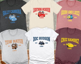 Disney Cars Shirt, Pixar Lightening McQueen Tee, Tow Mater T-Shirt, Sally Carrera Doc Hudson Shirt, Disneyland Group Trip Tee, WDW Gift Tee