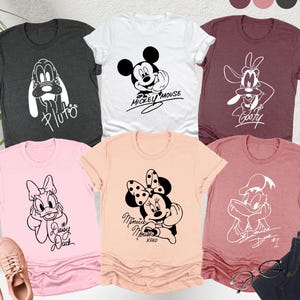 Disney Character T-Shirt, Disney Group Vacation Matching Outfits, Retro Style Disney Gift Shirts for Adults & Kids, Disneyland Trip Shirt