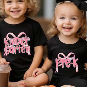 Coquette Back to School Shirt Kids, First Day of School Shirt for Girl, Custom Grade Shirt, Toddler Girl Preschool Tee, Preppy Kindergarten
