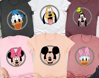 Disney Character Group Shirts, Matching Disney Trip Shirt, Custom Mickey Minnie Donald Outfit, Park Day T-Shirts, Disneyland Vacation Shirt