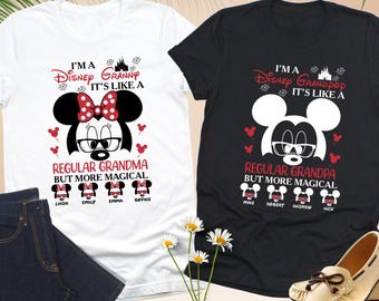 Disney Grandma Grandpa Shirt with Custom Grandkid Names, Magical Gift Tee for Nana Papa, Cute Family Disney Trip Shirt, Fathers Day Gift