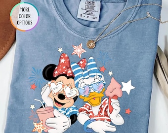 Comfort Colors 4th of July Minnie Daisy Shirt, Patriotic Disney Bestie Tee, 4th of July Girl Trip Shirt, Independence Day Gift For Women