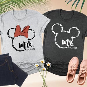 Custom Disney Mr Mrs Shirt, Matching Couples, Disneyland Honeymoon Shirt, Just Married Disney Shirt, Disney Couple Trip Tee, Engagement Gift
