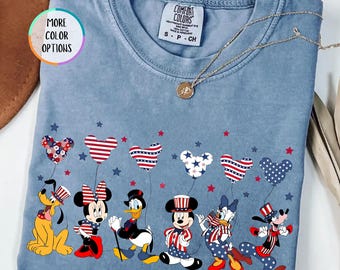 Comfort Colors Disney July 4th Shirt, Patriotic Mickey Tee, Disneyworld USA Trip Outfit, Cute Fireworks T-Shirt Women, Disneyland Vacation
